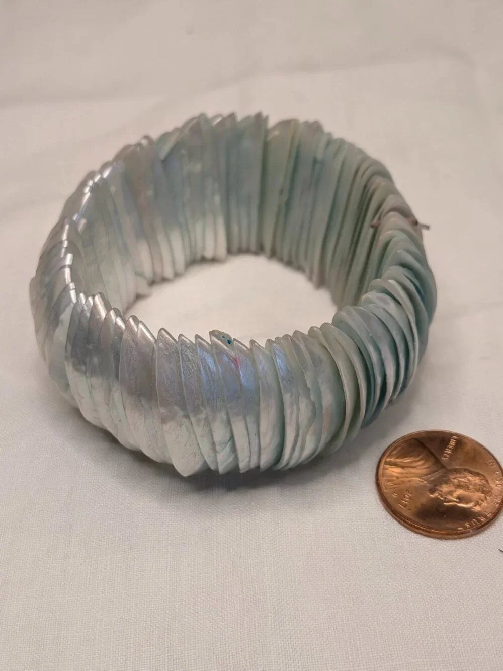 Iridescent Pastel Blue Shell Stretch Bracelet